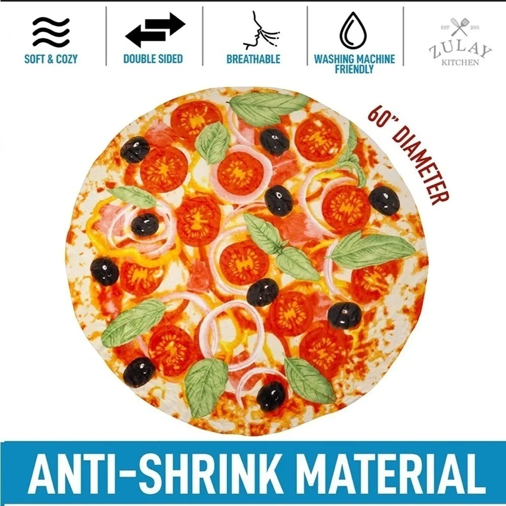 Zulay Kitchen Loaded Pizza Blanket 60 Inch Novelty Big Blanket For Adult  Kids